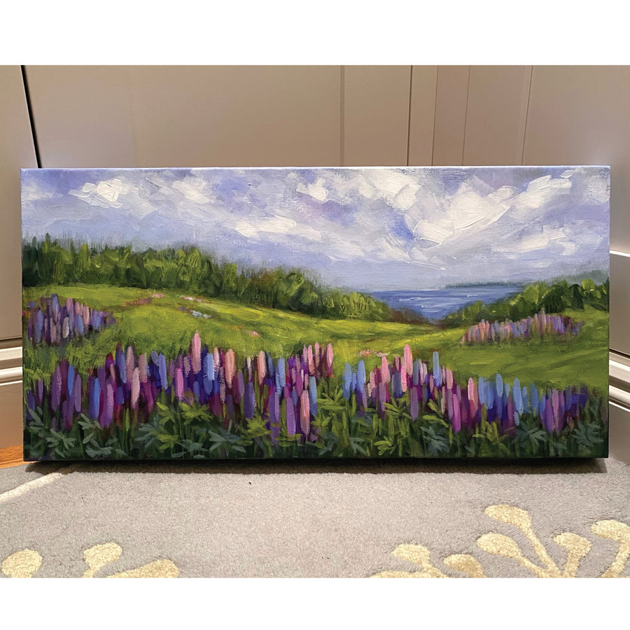 Raquel Roth "For the Love of Lupins" floral landscape painting Canadian Artist