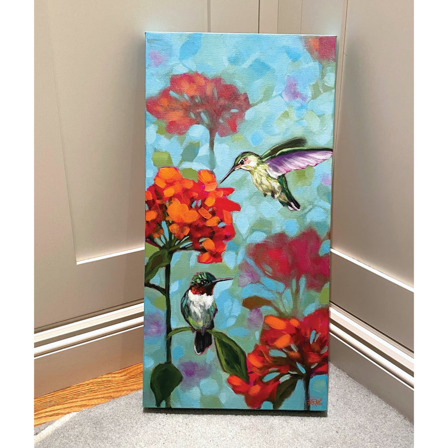 Raquel Roth "Jack and Jill" floral bird landscape painting Canadian Artist