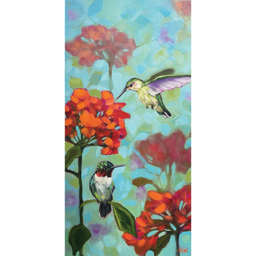 Raquel Roth "Jack and Jill" floral bird landscape painting Canadian Artist