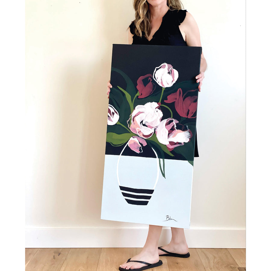 Bibiana Hooper "Solari 1" floral abstract painting Canadian artist Kefi Art Gallery