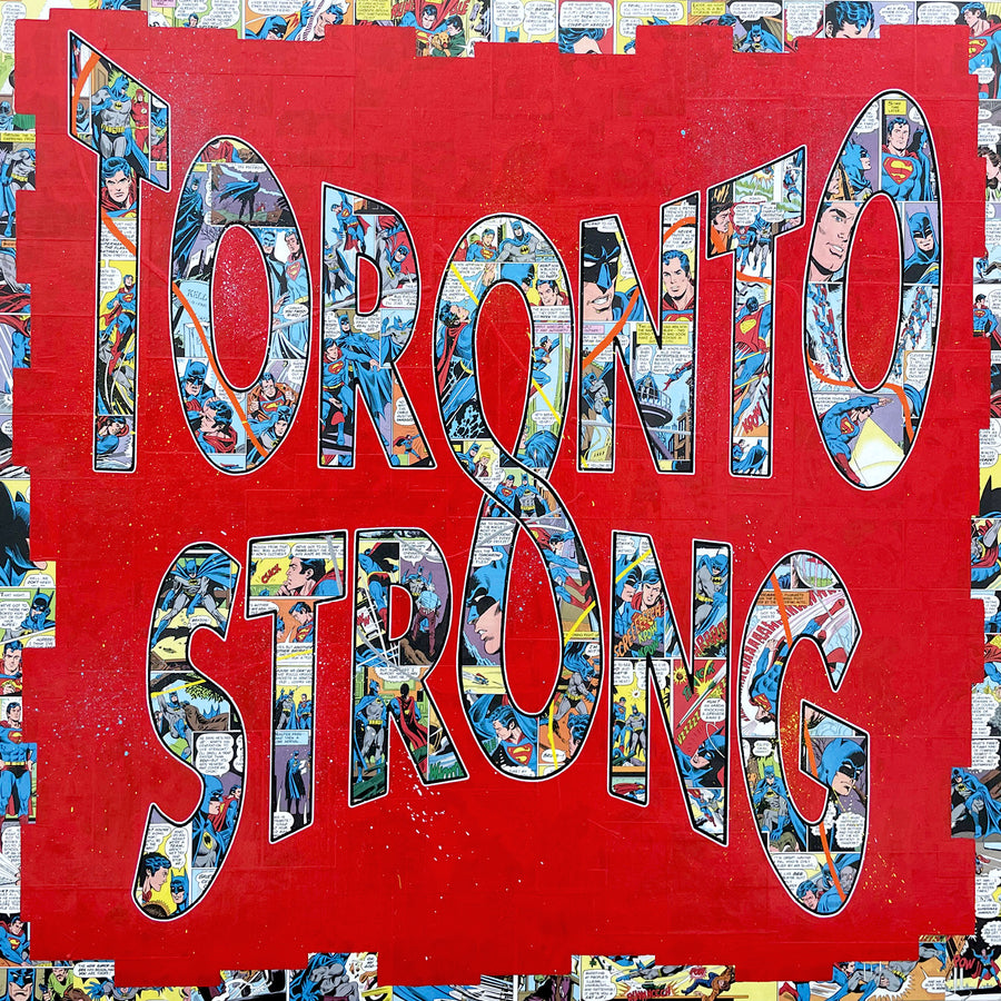 Gail Blima "It’s Infinite (Toronto Strong" pop art painting comics Canadian artist Kefi Art Gallery
