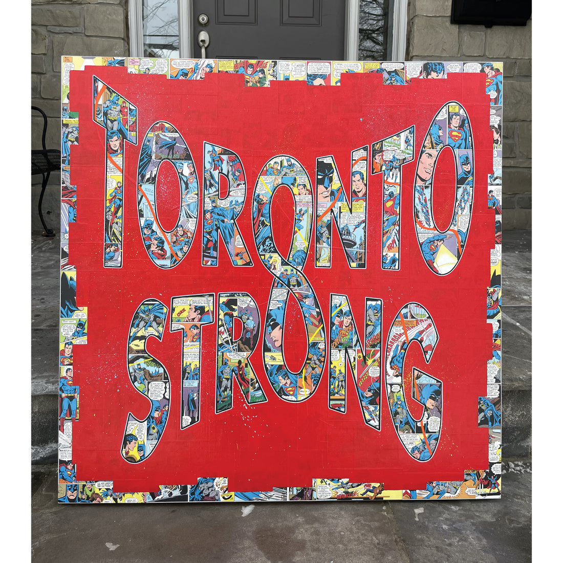 Gail Blima "It’s Infinite (Toronto Strong" pop art painting comics Canadian artist Kefi Art Gallery