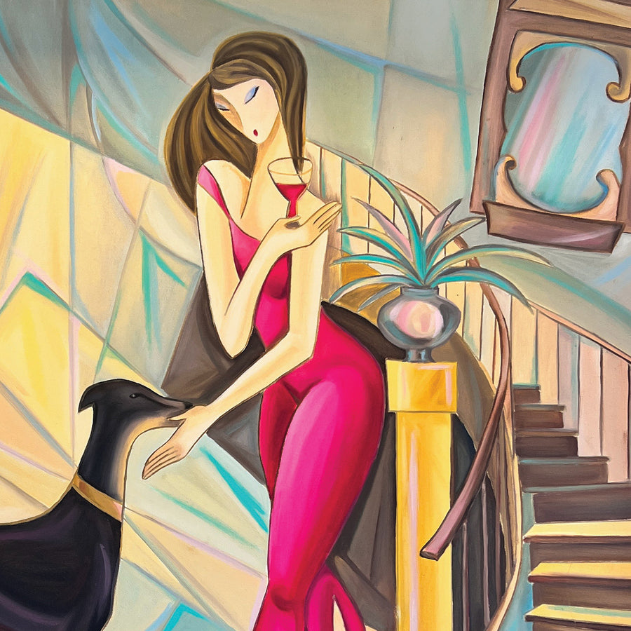 Woman and A Dog, 36" x 36"
