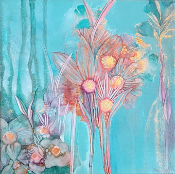 Mishel Schwartz "Come Home Again" floral abstract painting Canadian Artist