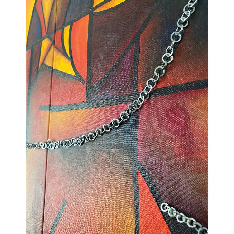 Mais Al-Sheikhly "Chained Soul" abstract cubism Canadian artist Kefi Art Gallery