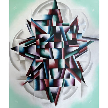 Mais Al-Sheikhly "Shattered Moral Compass" abstract cubism painting Canadian artist Kefi Art Gallery