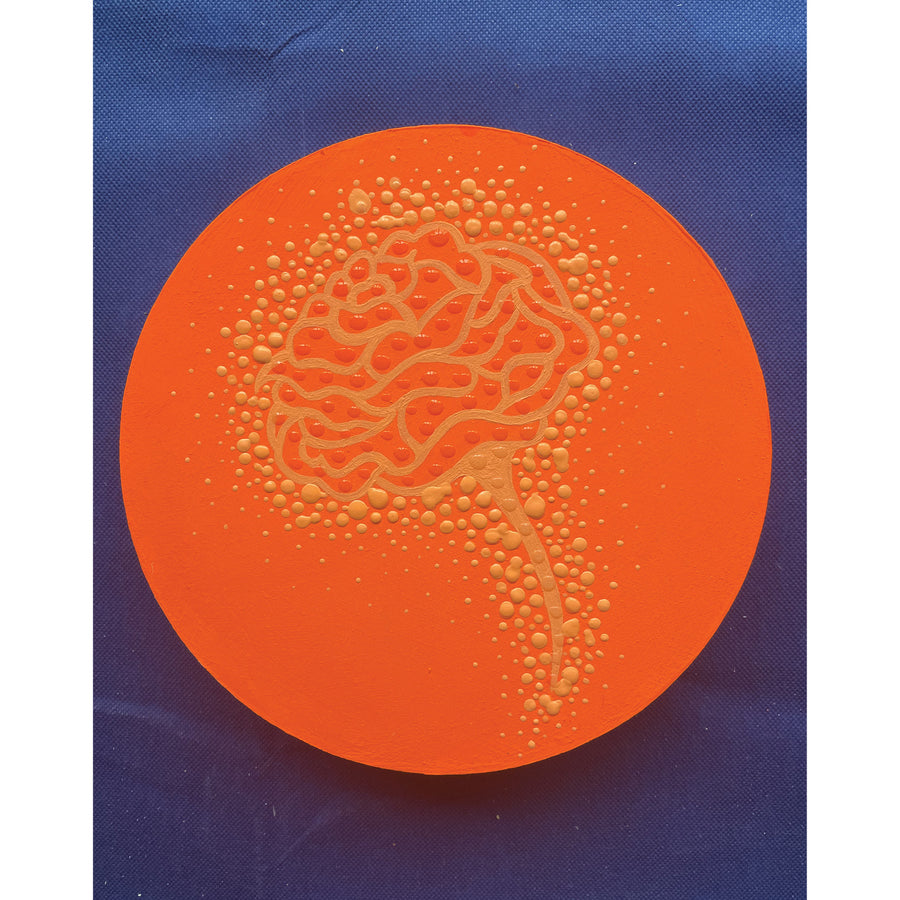 Mais Al-Sheikhly "Blooming Bright" abstract orange painting 