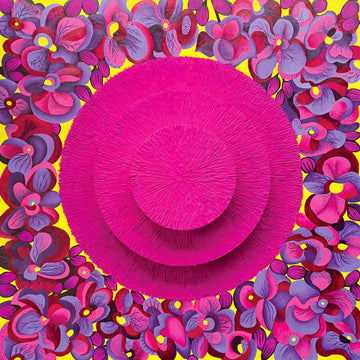 Mais Al-Sheikhly "Blooming Purple Orchids" abstract painting Canadian artist Kefi Art Gallery