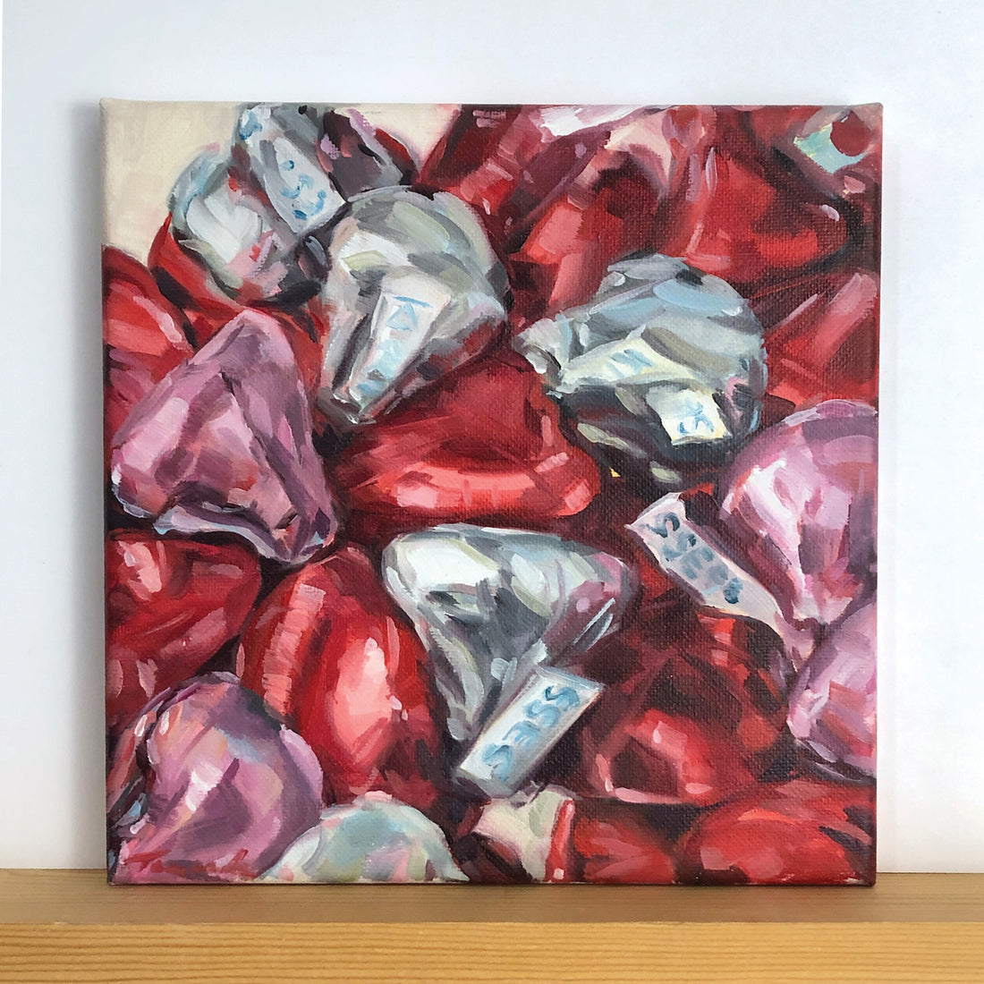 Tamanda Elia "Hearts and Kisses" abstract painting Canadian artist