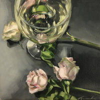 Tamanda Elia "Pale Rose" floral painting Canadian Artist