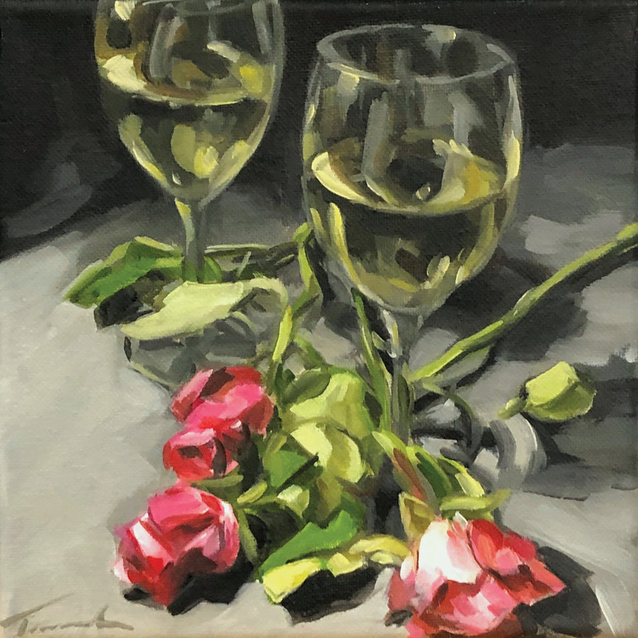 Tamanda Elia "Romantic Evening" floral painting Canadian Artist