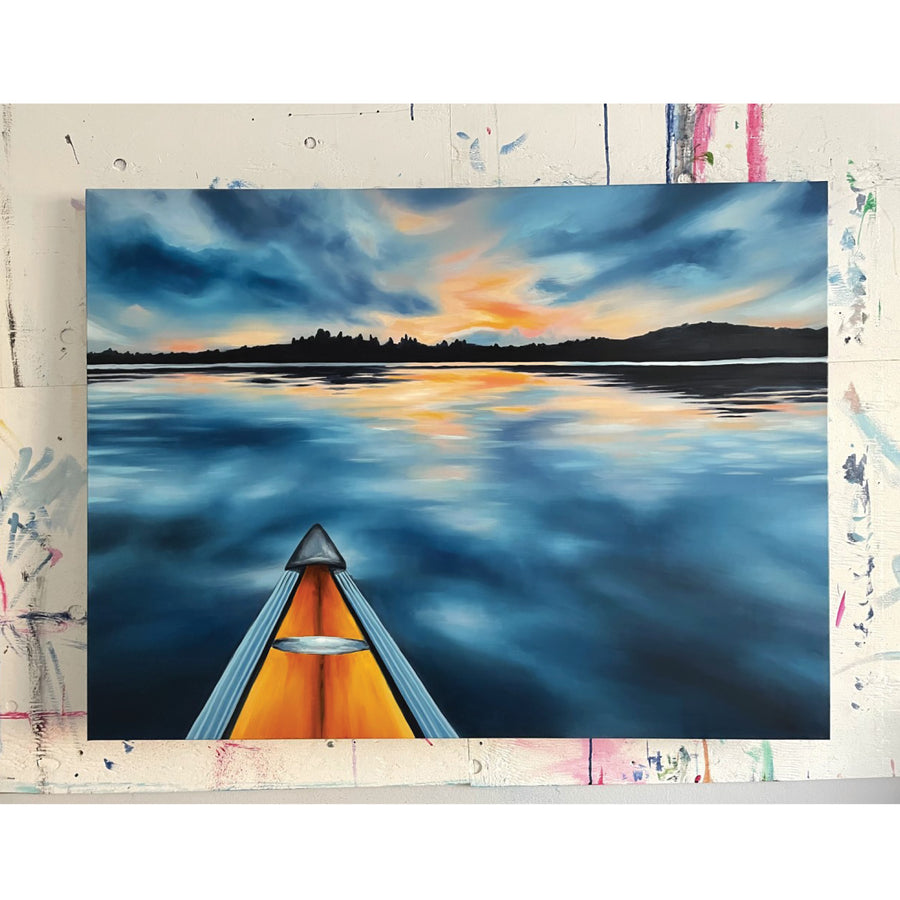 Marta Stares "Sunset Paddle 2" abstract landscape painting Canadian arrtist