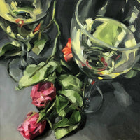 Tamanda Elia "Wine for Two" floral painting Canadian Artist